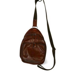 Jack Georges Voyager Brown Leather Sling Bag Crossbody Backpack Unisex